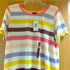 Torrid multi stripe roll sleeve classic crew